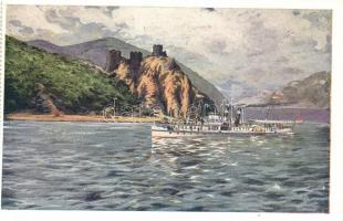 Galambóc, Golubac; vár, SS Deák Ferencz (termesgőzös) / castle, steamship