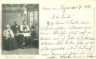 1898 Sächsische Bauernfamilie / Transylvanian Saxon folklore; Siebenbürgische Volkstypen-Karte No. 4. (EK)