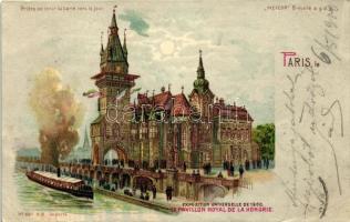 1900 Paris, Exposition; Le Pavillon Royal de la Hongrie / Hungarian exposition pavilion; hold to light METEOR litho