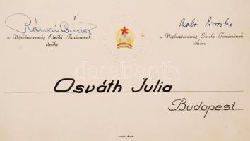 1950 A Magyar Népköztársaság Elnöki Tanácsa oklevele a "Magyar Népköztársaság érdemes művésze&q...