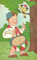 Hát ez a dob hogyan dobban? Kispajtásom dalolj jobban!; űttörő / Hungarian Pioneer movement propaganda, drum boy (EK)