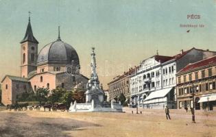 Pécs, Széchenyi tér, Stern Mór utódai üzlet, Szentháromság-szobor