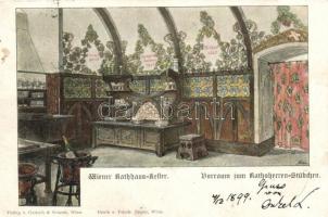 1899 Vienna, Wien I. Wiener Rathaus Keller, Vorraum zum Rathsherren-Stübchen / restaurant, interior