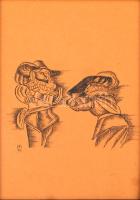 MCP jelzéssel: D'Artagnan, szén, papír, üvegezett fa keretben, 28×18 cm