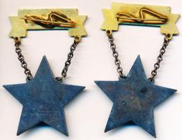 ~1950. "Kiváló Dolgozó" (2x) zománcozott kitüntetések  eredeti Rákosi-címeres dísztokban T...