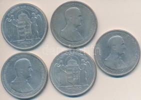 1930. 5P Ag "Horthy jobbra" (5x) T:3 Adamo P8