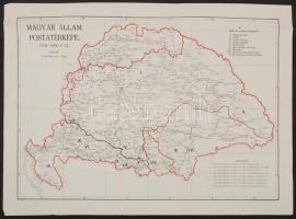 Magyar Állam Postatérképe 1750-1850. Mérték: 1:1.500.000, M. Kir. Honvéd Térképészeti Intézet nyomása, hajtogatva, 51x73cm