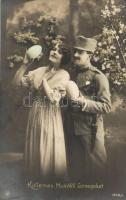 Easter, soldier with lady, eggs