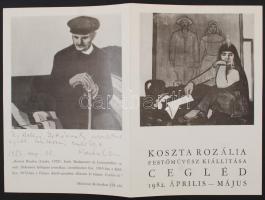 1982 Koszta Rozália (1925-1994) festőművész ceglédi kiállításának dedikált katalógusa, 4p