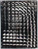 cca 1985 Bányai István: Portré virággal, pecséttel jelzett vintage fotóművészeti alkotás, sarkán hajtásnyom, 40x29,5 cm