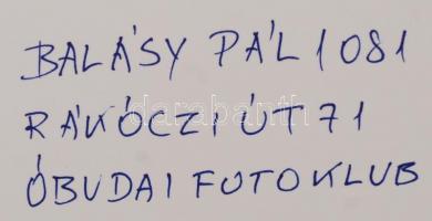 cca 1970 Balásy Pál: Páros, verseny a katlanban, a szerző által feliratozott fotóművészeti alkotás, ...