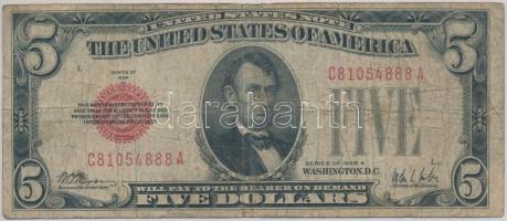 Amerikai Egyesült Államok 1928A 5$ "Abraham Lincoln" T:III- USA 1928A 5 Dollars "Abraham Lincoln" C:VG