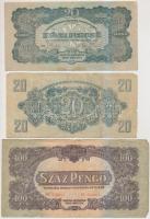 1944. 1P + 2P + 5P (2x) + 20P (2x) + 50P (2x) + 100P "A Vörös Hadsereg Parancsnoksága" T:v...
