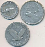 Vegyes: Amerikai Egyesült Államok 1917-1930S 1/4$ Ag "Standing Liberty" + Kanada 1963. 25c...