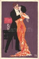 Art Deco postcard signed LE / LC (b)