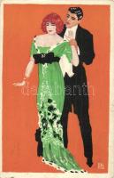 Art Deco postcard signed LE / LC