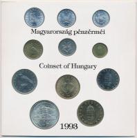 1993. 10f-200Ft 11xklf db-os forgalmi sor dísztokban, benne 200Ft Ag "MNB" (1 lapos) T:BU