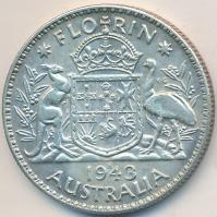 Ausztrália 1943S 1Fl Ag "VI. György" T:2-
Australia 1943S 1 Florin Ag "George VI&quot...