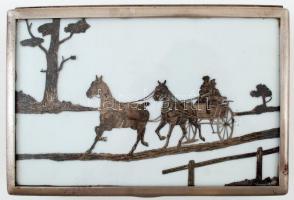 Szivaros doboz, fém és üveg, jelzés nélkül, 7x25x16cm