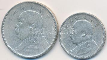 Kína 1914. 10c Ag + 20c Ag "Yüan Shihkai" T:2-,3
China 1914. 10 Cents Ag + 20 Cents Ag &qu...