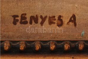 Fenyes jelzéssel: Az udvar sarkában, olaj, vászon, díszes fa keretben,