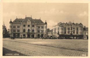 Léva, Fő tér, Adria, Nagy Artur fényképész, Vámos Mór, Trebitsch Ignácz, Lehoczky, Bernát Link és Grünhut Miksa üzlete, Hostinec Freund vendéglő / main square, hotel, shops, restaurant