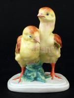 Herendi porcelán csibepár, kézzel festett, hibátlan, jelzett (Vastagh Éva), m: 13 cm