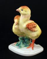 Herendi porcelán csibepár, kézzel festett, hibátlan, jelzett (Vastagh Éva), m: 13 cm