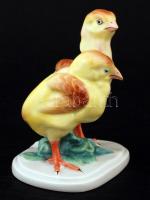 Herendi porcelán csibepár, kézzel festett, hibátlan, jelzett (Vastagh Éva), m: 13 cm