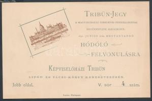 1896 Bp., Magyarország ezredéves fennállásának megünneplése alkalmából rendezett hódoló felvonuláson a képviselőházi tribünre szóló jegy