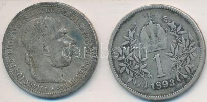 Ausztria 1893-1894. 1K Ag "Ferenc József" (2x) T:2-,3
Austria 1893-1894. 1 Corona Ag &quot...