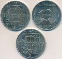 1985. 100Ft alpakka (3xklf) "Természetvédelem - Mocsári teknős, Vadmacska, Vidra" T:BU