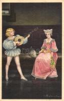 Italian art postcard, Serenade, Ultra 2100. s: Colombo