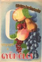 C Vitamin a gyümölcs, C-vitamin táblázat a hátoldalon / fruit, health propaganda, C-vitamin table on the backside s: Garamvölgyi (fa)
