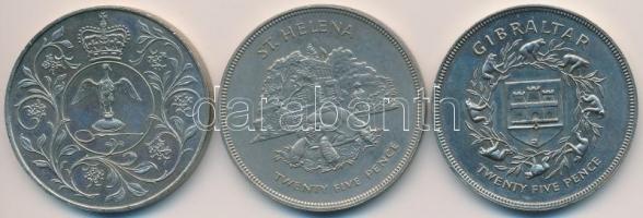 Gibraltár 1977. 25p Cu-Ni "Ezüst Jubileum" + Nagy-Britannia 1977. 25p" Ezüst Jubileum...