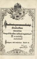 1925 Ludovika Akadémia, parancsnoksági dicséret Révay akadémia parancsnoktól / Hungarian Military Academy, letter of appreciation