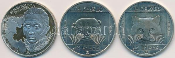 1985. 100Ft alpakka (3xklf) "Természetvédelem - Vadmacska, Vidra" + 1983. 100Ft "Simo...