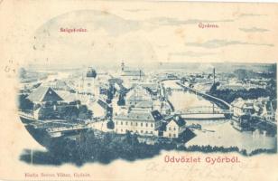 1899 Győr, Újváros, Sziget-rész, zsinagóga; kiadja Berecz Viktor (EK)