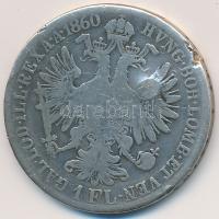 Ausztria 1860A 1Fl Ag "Ferenc József" T:3 ü. Austria 1860A 1 Florin Ag "Franz Joseph" C:F ding