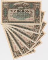 1920. 10K (6x) "a073" sorszámkövetők T:I-,II hajtatlanok, kisebb hajlások, berepedések