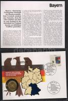 1990-es évek érdekes gyűjtemény érmés borítékokból 24 klf db, főleg Németország mellette Svájc, Man, Guinea, telefonkáryás, ezüstérmes  és 5DM bankjegyes boríték is, magas beváltható névértékkel új albumban!