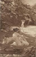 After the bath / Erotic nude art postcard s: A. Thivet