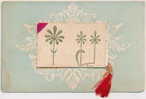 Floral Art Nouveau greeting card with little booklet, decorated Emb. (fl)