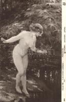 Frisson / Erotic nude art postcard s: P. Delacroix