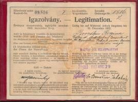 1913 Igazolvány vasúti alkalmazottak nejei és gyermekei részére, fényképes, kitöltött igazolvány