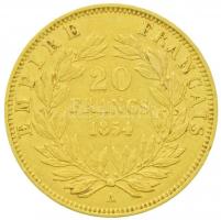 Franciaország / II. Császárság 1854A 20Fr Au "III. Napóleon" Párizs (6,37g/0.900) T:2-
Fra...