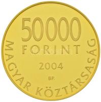 2004. 50.000Ft Au "Magyarország az Európai Unió tagja" tanúsítvánnyal (13,964g/0.986) T:PP  Hungary 2004. 50.000 Forint Au "Hungary becomes a member of the European Union" with certificate (13,964g/0.986) C:PP Adamo EM191