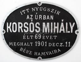 1901 Régi sírfelirat, vas öntvény, 19×25 cm