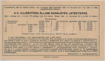Budapest 1946. "Fél sorsjegy a II. újjáépítési állami sorsjátékra" (50.000Ft főnyereményre...