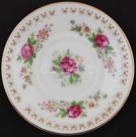 Virágmintás kínai porcelán teáskészlet, 6 db csésze + alj, d: 5 ill. 11 cm